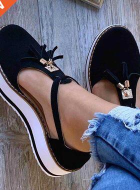 Women Flat Shoes Summer Vulcanized Shoes Solid Color Thick B
