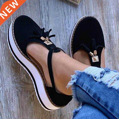 Women Flat Shoes Summer Vulcanized Shoes Solid Color Thick B