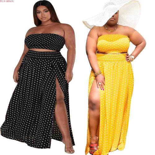 L-4XL plus-size women's polka-dot print fashion suit大码女裙