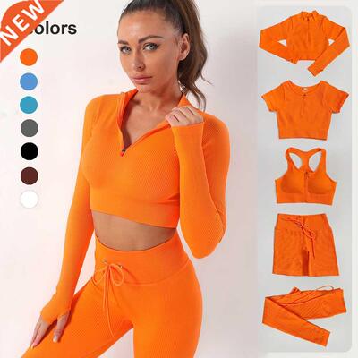 2/3/5PC Seamless Yoga Set Women Workout Sportswear Gym Cloth