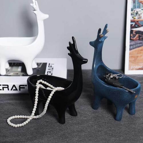 Cartoon Deer Porch Key Organizer Jewelry Storage Tray Home