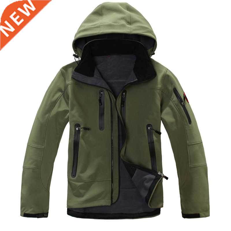 Outdoor Hooded Solid Color Waterproof Jacket Softshell Jacke