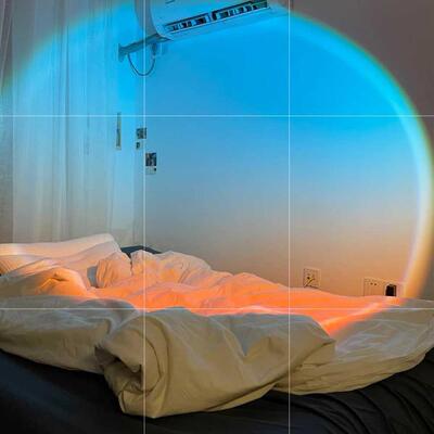 LED Sunset Projection Lamp Rainbow Coastline Beach Lamp For