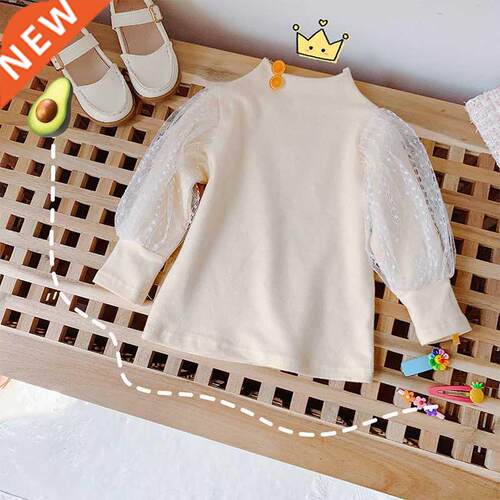 Cotton Girls T-Shirt Lace Long-sleeve Baby Kids Bottoming Sh