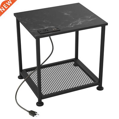 Natureasy Nght Stands Sde End Table wth Chargng Staton,