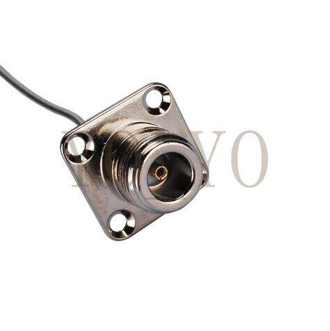 RF Adapter MCX plug right angle to N jack panel mount straig