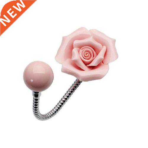 D Flower Ceramic Wall Coat Hook Chrome Decorative Robe