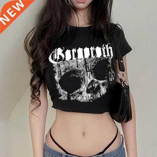 Vintage short sleeve T-shirt 90s Gothic Harajuku print patte