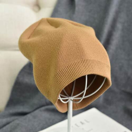 100% Wool Cashmere Knitted Beanies Thick Layer Cashmere Skul