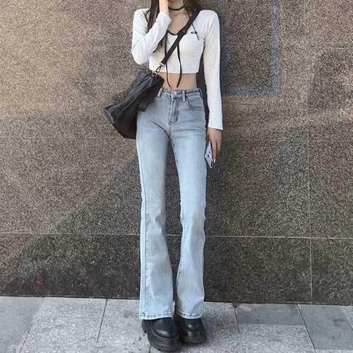 Women&p;#39;s Vintage High Waist Trumpet Full Length Jeans F