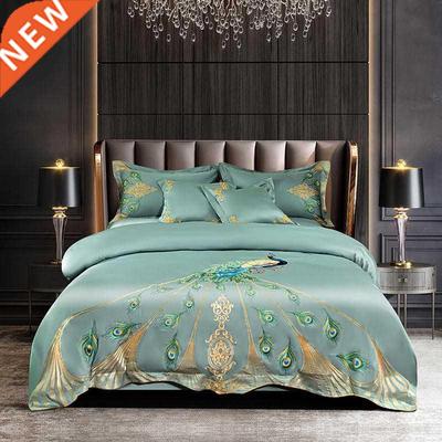 Vintage Chic Peacock Embroidery Comforter Cover US Queen Kin