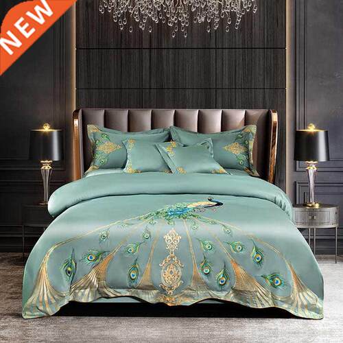 Vintage Chic Peacock Embroidery Comforter Cover US Queen Kin