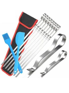 10pcs Stainless Steel Barbecue Kabob Sticks BBQ Grilling