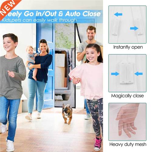 Heavy Duty Magnetic Screen Door Curtain Removable Bug