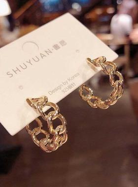 Siple Chain Earrings Ring Gold Color etal Round Hoop Earri
