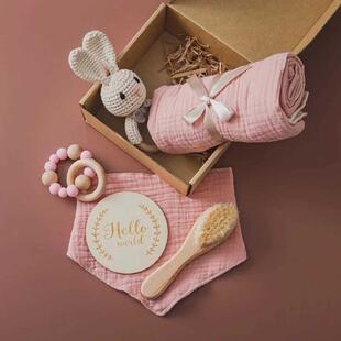 Toy Bracel 1Set Bath Wooden Rattle Towel Baby Set