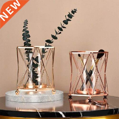 Wrought Iron Vase Large Mouth Geometric Column Flower Stand