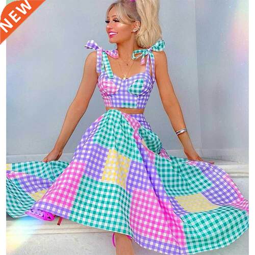 2021 Sexy Colorful Plaid Bikini Set High Waist Swimwear Shou