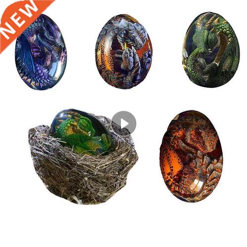 Lava Dragon Egg Crystal Transparent Glowing Resin Sculpture