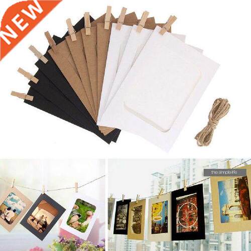 10pcs Hanging Album Clip Kraft Paper Photo Frame Strings
