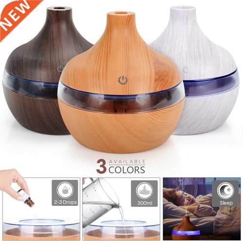 00ML USB Air Humidifier Electric Aroma Diffuser Mist Wood G