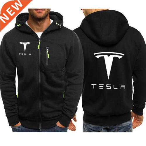 Hoodies Men Tesla Car Logo Print Casual Hip Hop Harajuku Lon