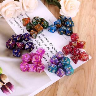 7pcs/set Dichromatic D4 D6 D8 D10 D12 D20 Polyhedral Dices N