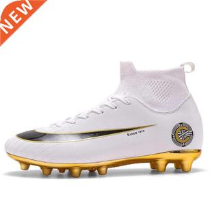 Unique New Men Soccer Shoes With Golden Sole Kids Outdoor TF