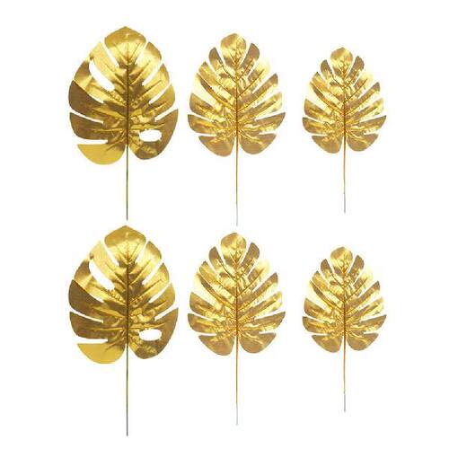 Leaves Leaf Monstera Palm Golden Tropical Faux Fake