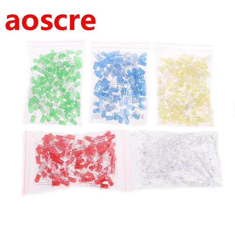 500 Pcs 3V 20mA 5mm Round Light Emitting LED Diode Assorted