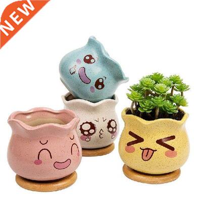 4Pcs Succulent Plant Pot,Ceramic Cactus Plant Pot Flower