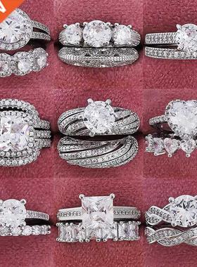 2022 New Luxury Vntage Slver Color Engagement Weddng Rng