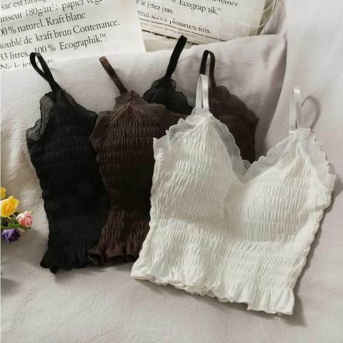 Lace Slim Fit Crop Tops Off Shoulder Spaghetti Strap Tanke T