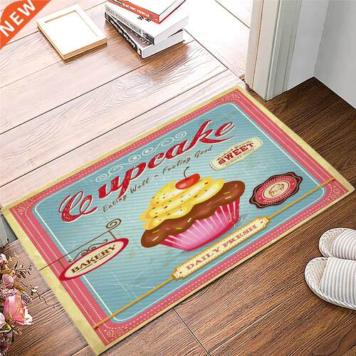 Cake Cherry Retro Texture Doormats Home Kitchen Entrance