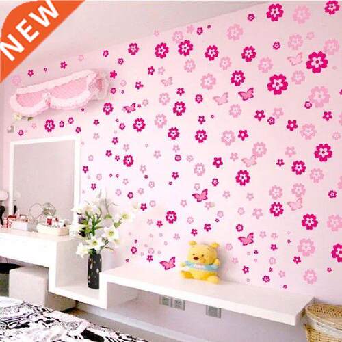 108pcs Flowers and 6pcs Butterfly Wall Stickers Living Room