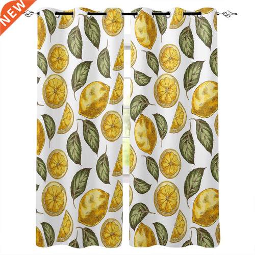 Lemon Graffiti Texture Window Curtains Kitchen bedroom