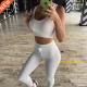 Set Yoga Gym Vest Leggings 欧美螺纹瑜伽服 Jogging Sportwear