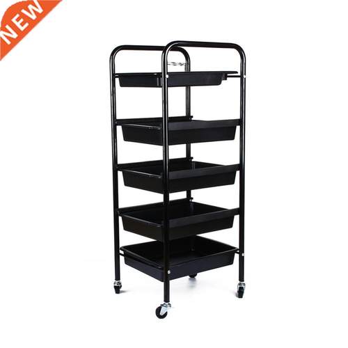 5 Tier Spa Hairdresser Coloring Hair Black Salon Trolley Rol