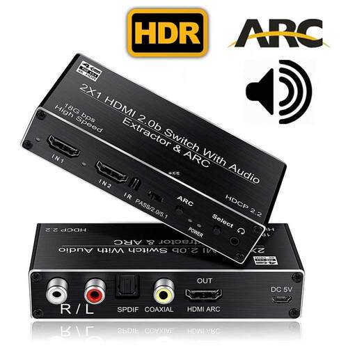HDMI 2.0B Switcher HDR HDMI ARC 2X1 HDMI 2.0 Switch Splitte