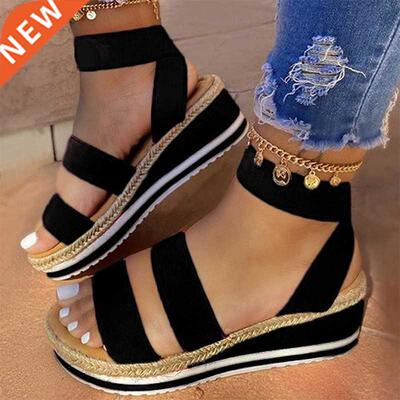 Summer Sandals Women Wedges Platform Hemp Shoes Ladies Candy