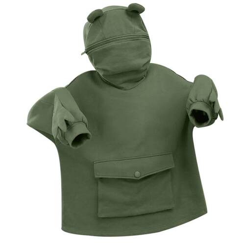 Harajuku Women Hoodie Frog Pullover Winter Sense Hooded Casu