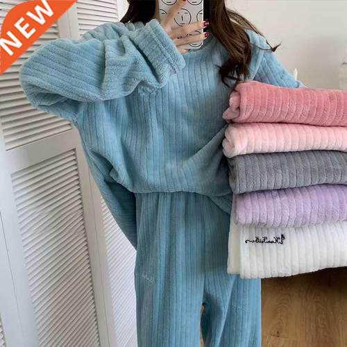 Winter Pyjamas Set Women's Flannel Pajamas Autumn and Warm C