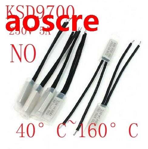 2PCS KSD9700 250V 5A Bimetal Disc Temperature Switch N/O The