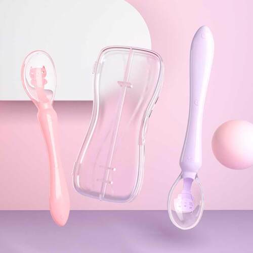 Soft Silicone Baby Spoon with Storage Box Temperature Sensin