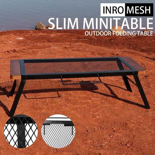 Pcnc ron Table Outdoor Campng BBQ Foldable Mn ron
