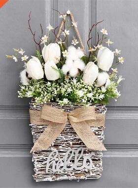 Artificial Flower Wooden Wreath Board Door Hanging