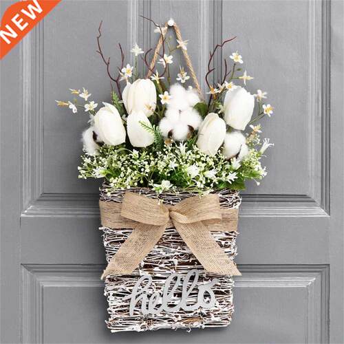 Artificial Flower Wooden Wreath Board Door Hanging