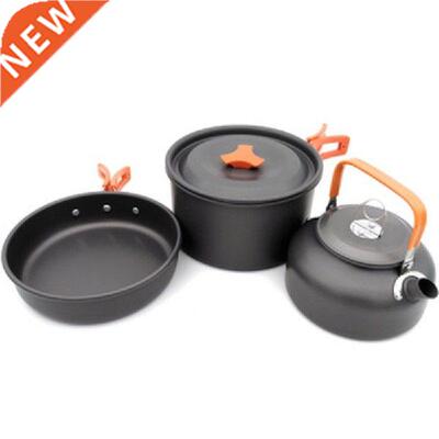 Teapot Saucepan Frying Pan Set Outdoor Cookware for 2-3