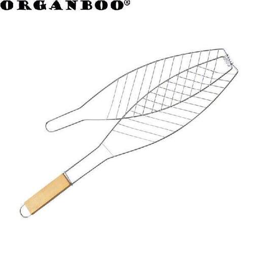 Meat Fish Vegetable BBQ Tool Wooden Handle Barbecue Meshes