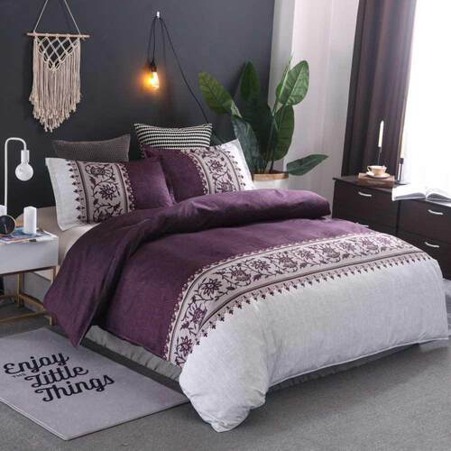 Purple Luxury Duvet Cover Bed Linen Adult Kids Soft Bedding